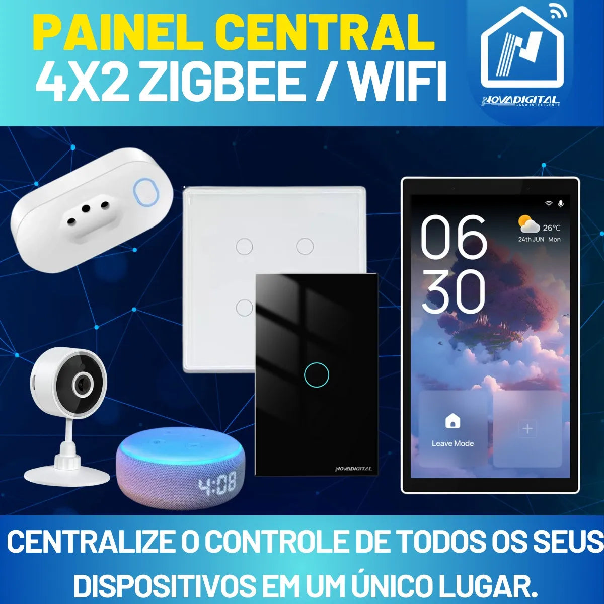 Interruptor Painel Inteligente 4x2 Nova Digital Bivolt