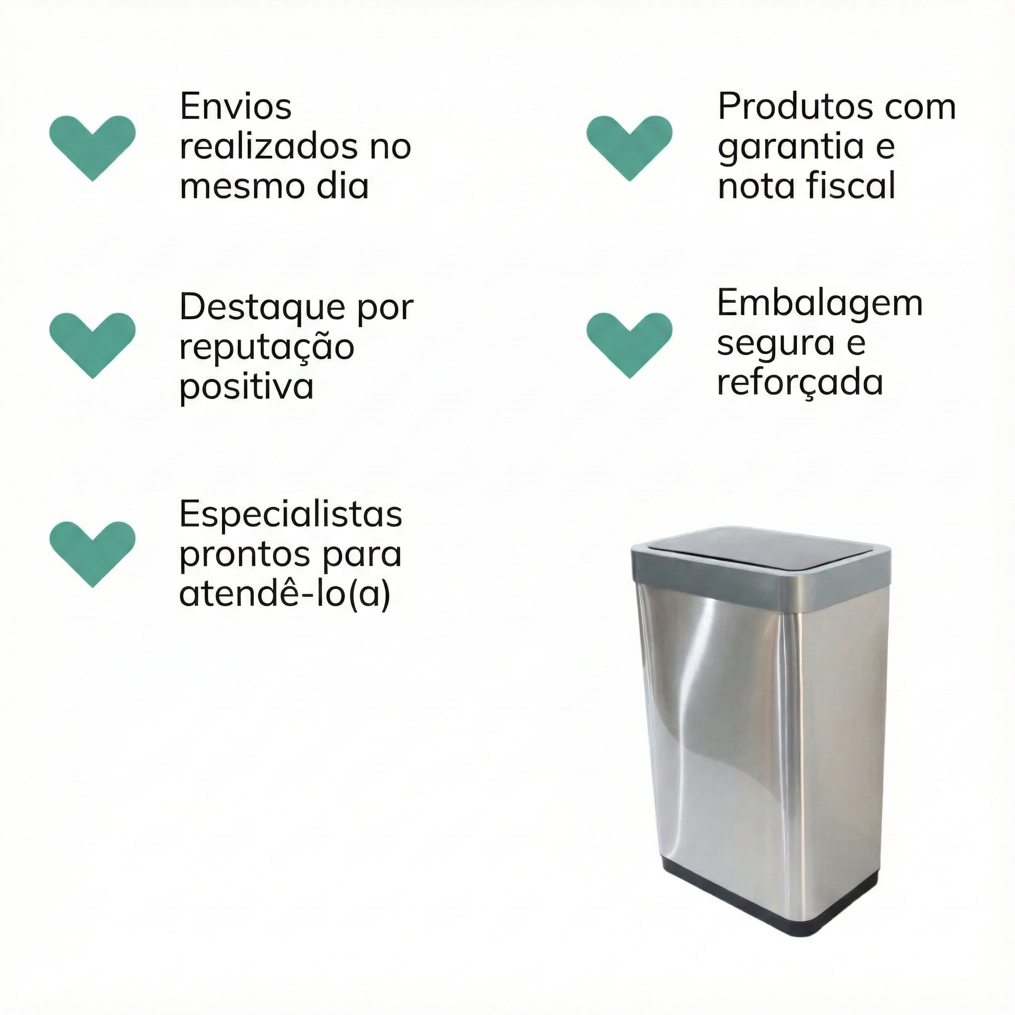 Lixeira Automática 50 Litros Inox Com Sensor