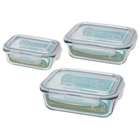 Jogo de 3 Potes Herméticos de Vidro Retangular