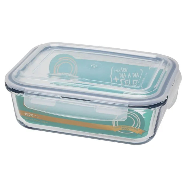 Jogo de 3 Potes Herméticos de Vidro Retangular