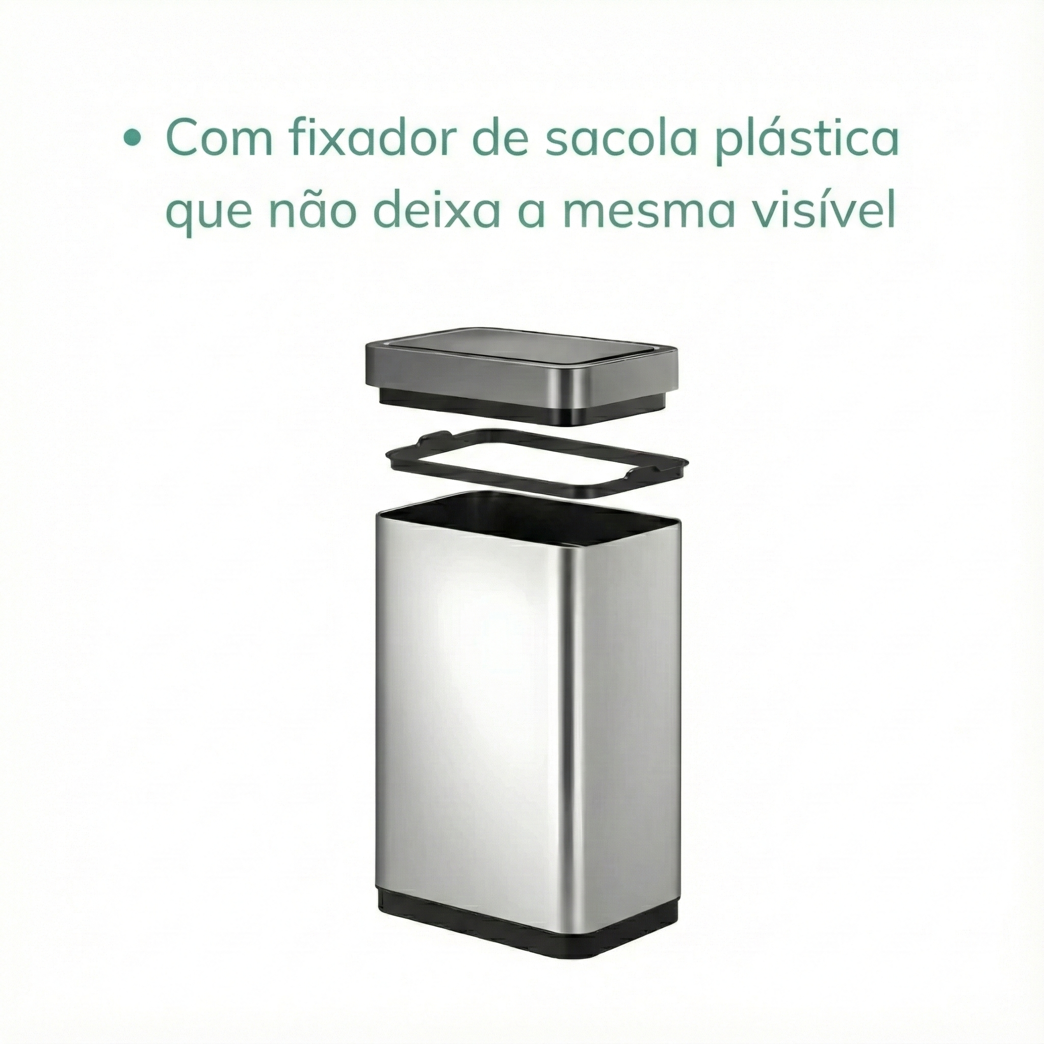 Lixeira Automática 50 Litros Inox Com Sensor